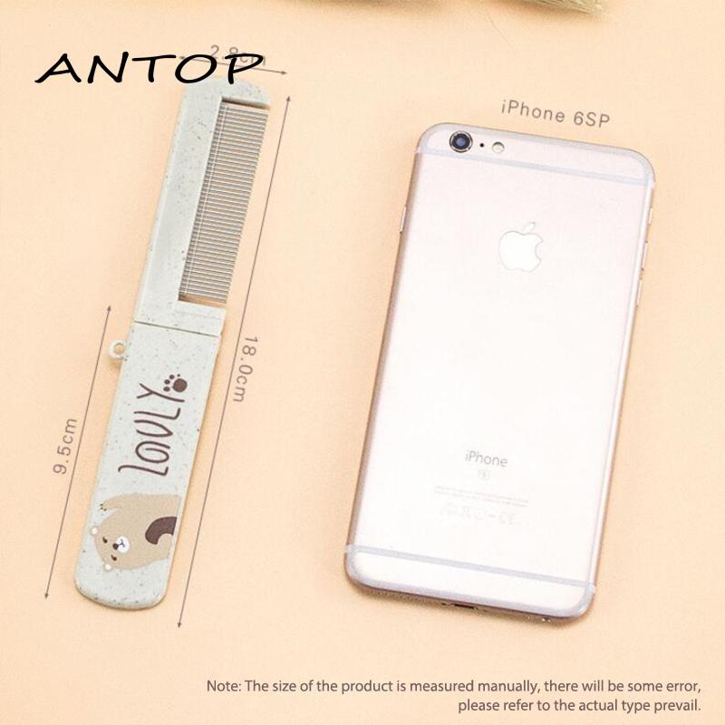 Sisir Lipat Bahan Stainless Steel Motif Kartun Dengan Cermin ANTOP