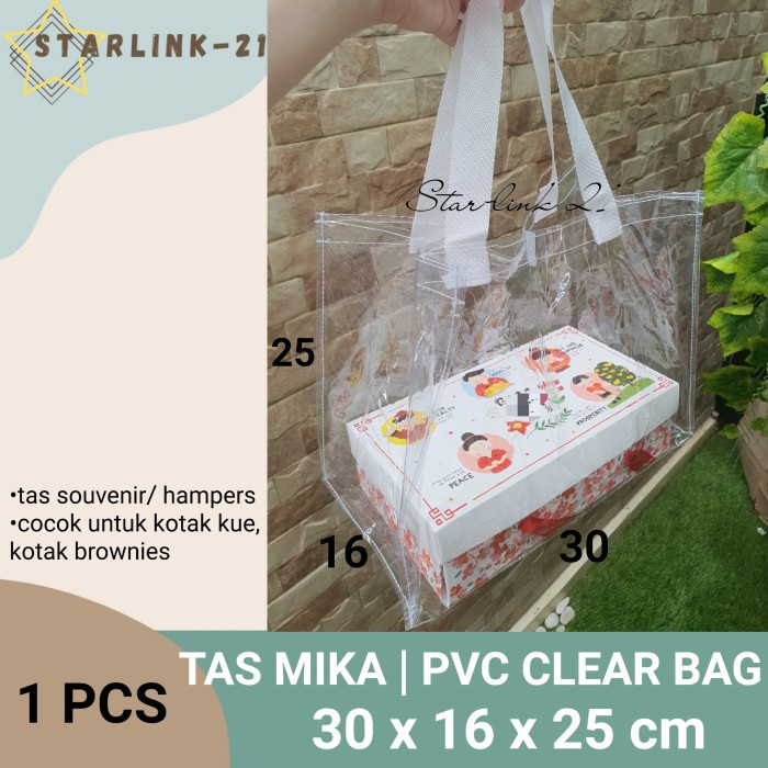 

TAS MIKA BENING | CLEAR PVC BAG 30x16x25 | Tas Kotak Kue Bolu Brownies