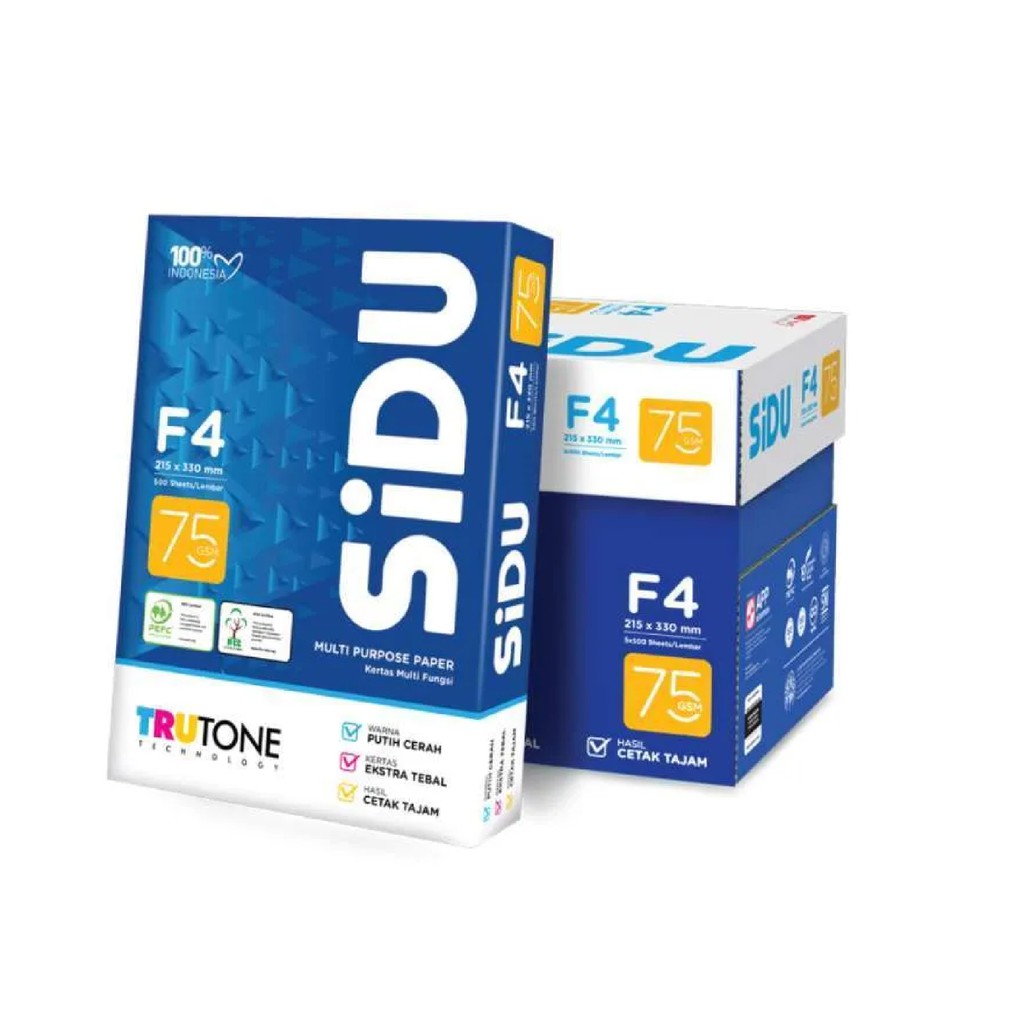 Jual Kertas Hvs Print Fotocopy Sidu F4 75 Gram 1 Rim Shopee