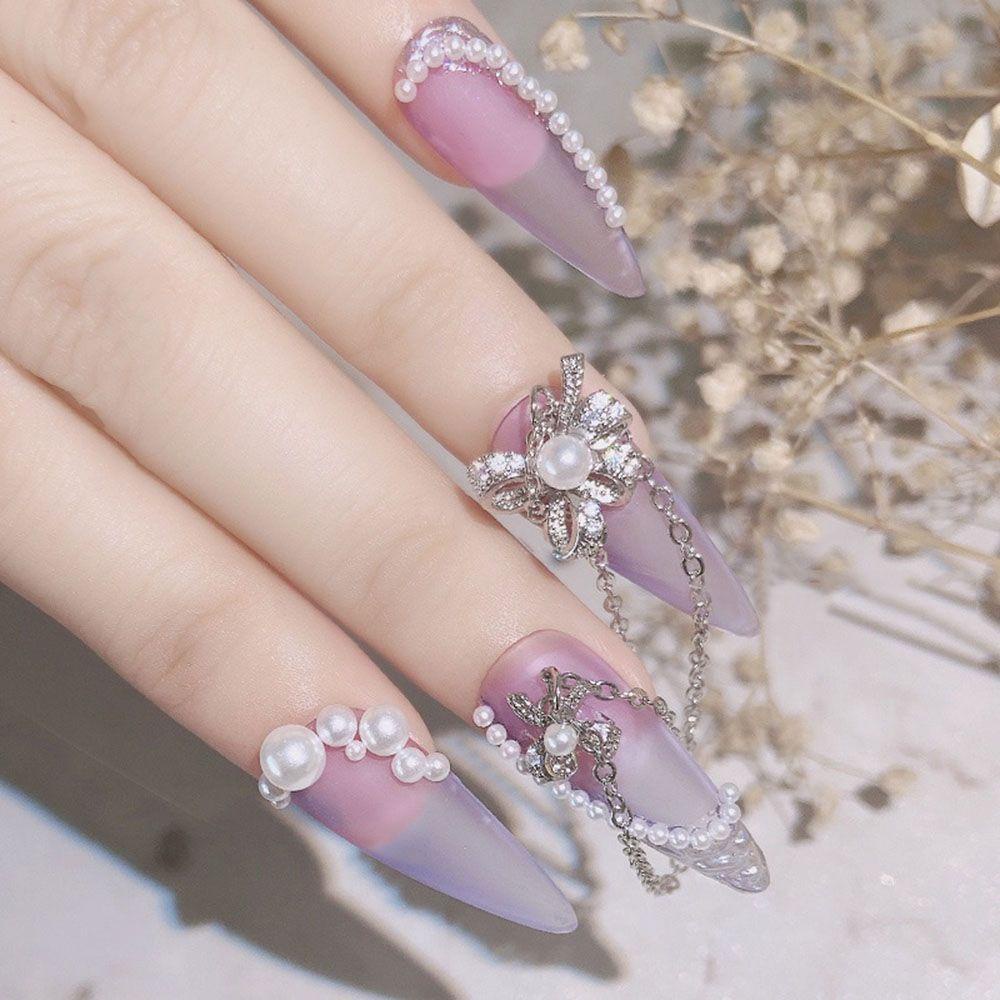 AUGUSTINA Agustina Kuku Pesona Bulan Bintang Kuku Berlian Imitasi Salon Kuku Manikur Aksesoris DIY Bahan Kuku Nail Art Perhiasan