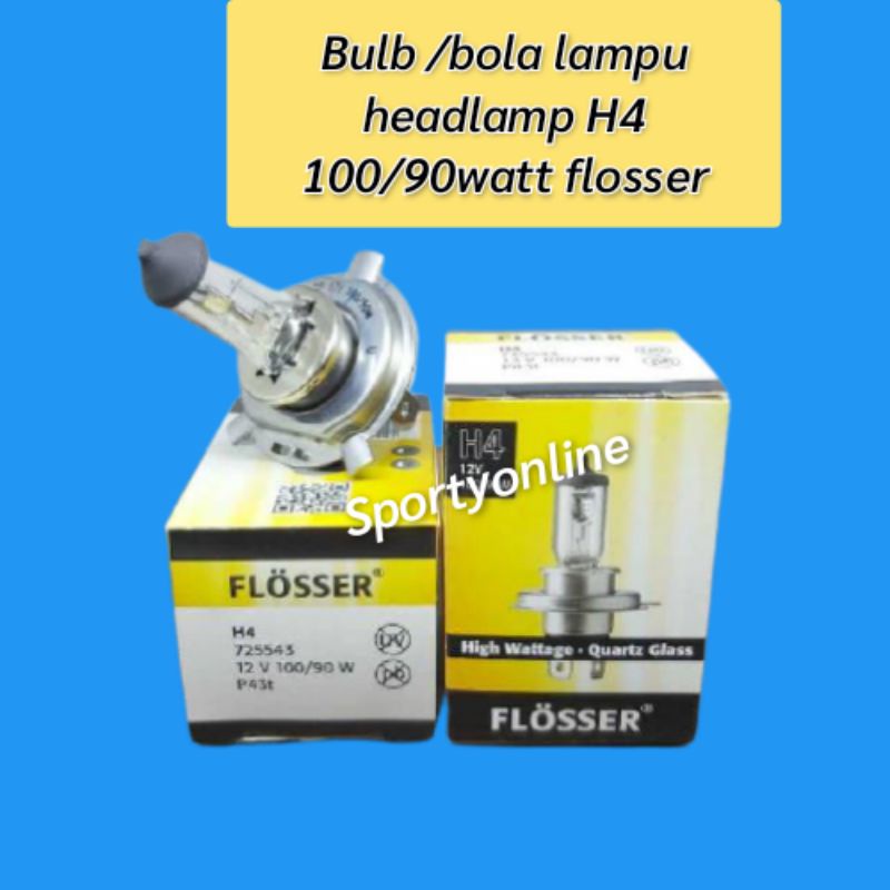 Lampu bulb bola lampu tipe h4 100/90 Watt atau 60/55 watt headlamp mobil flosser