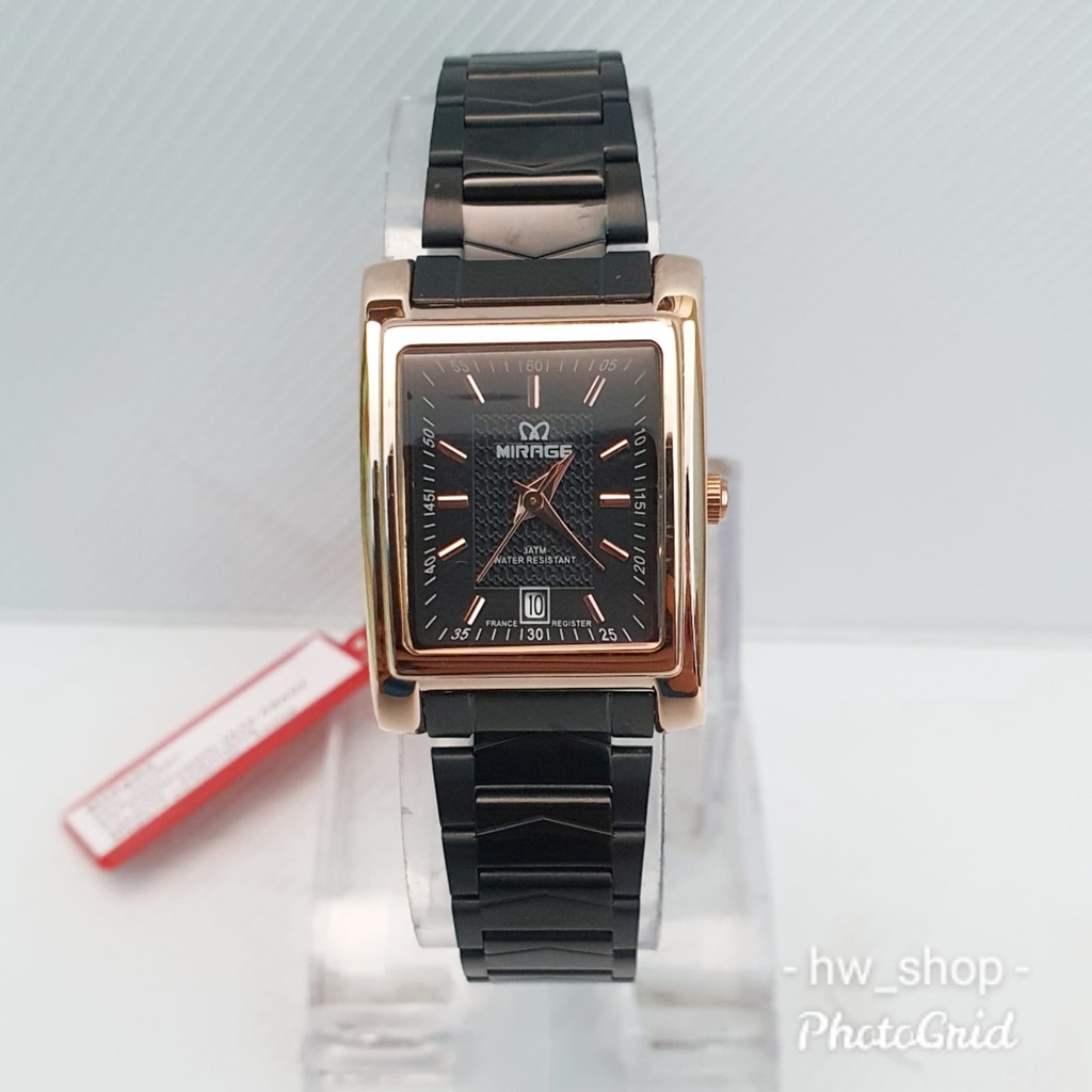 Jam Tangan Wanita Mirage 8212 Hitam RoseGold Original