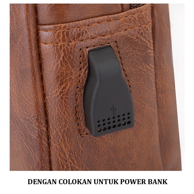 TAS DADA MODEL BARU ADA TEMPAT CAS POWER BANK DAN HEADPHONE BAHAN KULIT PU