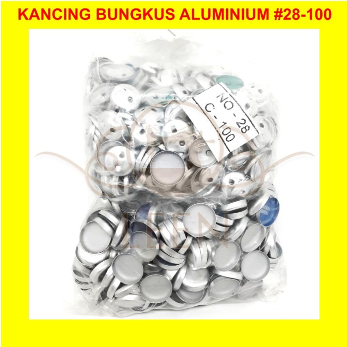 Kancing Bungkus Bahan Aluminium GRADE AAA No 28 - 100 Kaleng Kain LEEN