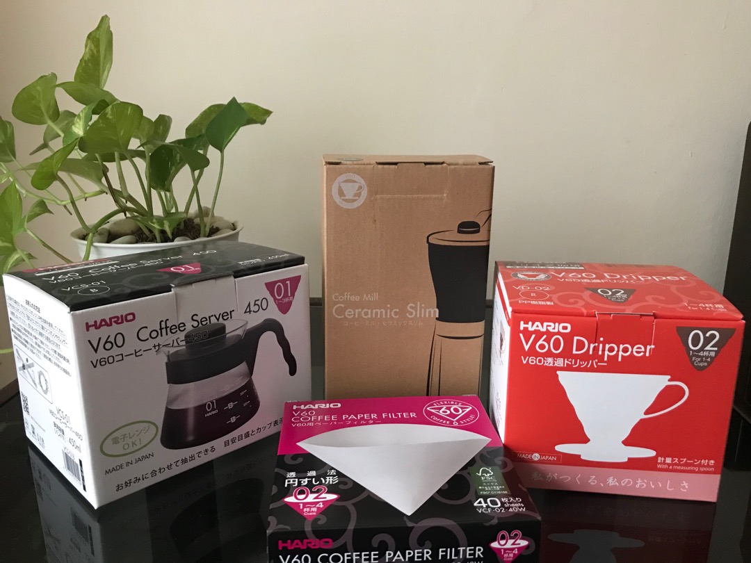 Paket Hario Manual Brew Pas Mantap (v60+paper Filter+server+grinder)