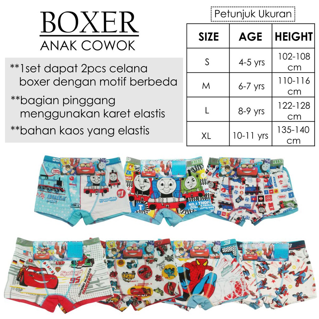 Celana Boxer Anak Perempuan 1 SET isi 2 Size S M L XL Celana Dalam Bokser cd girl frozen little ponny