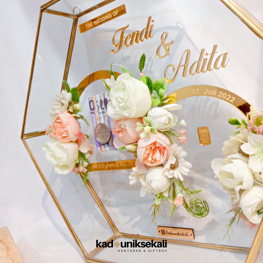 Hexagonal Wedding Flowers Crown - Mahar artificial Full Glass