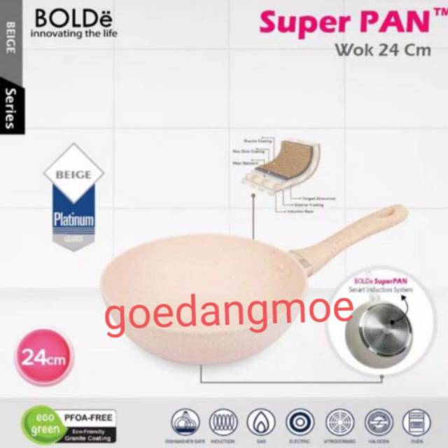 BOLDE Super pan wok granite series 24cm / Wajan bolde wok dalam 24cm