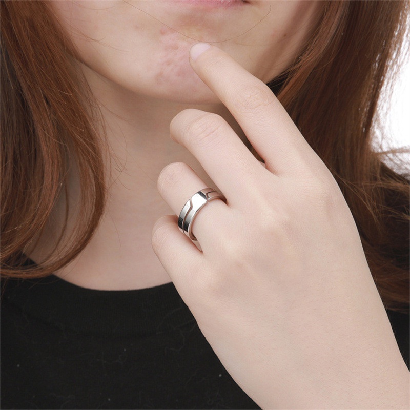 Fashion Simple Stainless Steel Hollow Lines Couple Rings for Men Women