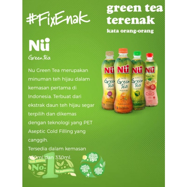 

Nu Minuman Green Tea 450ml X 24botol (1Dus/Kardus/Karton)