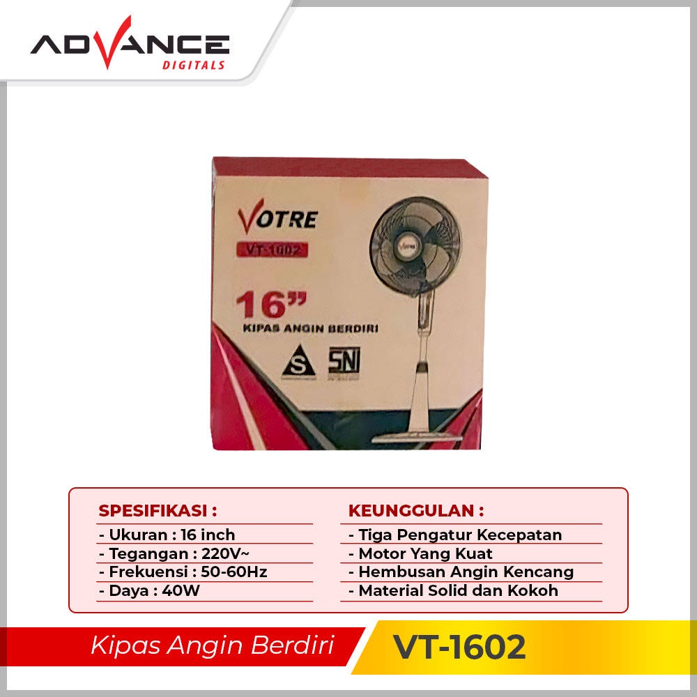 【Garansi 1 Tahun】Advance Kipas Angin Stand Fan 16 inch VT-1602