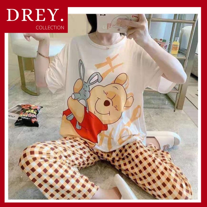 Set Piyama Wanita Perset Import Lengan Panjang Jumbo Polos Setelan Bahan Kaos S1M3 Rayon Kancing Mur
