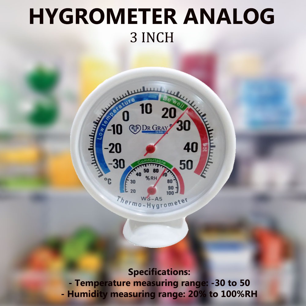 alat ukur suhu kelembaban ruangan hygrometer analog 3 inch DR GRAY