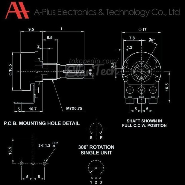 B50k Potensio A-Plus Vertikal Mono Pendek Potensiometer 50kB elant33 Segera Dapatkan