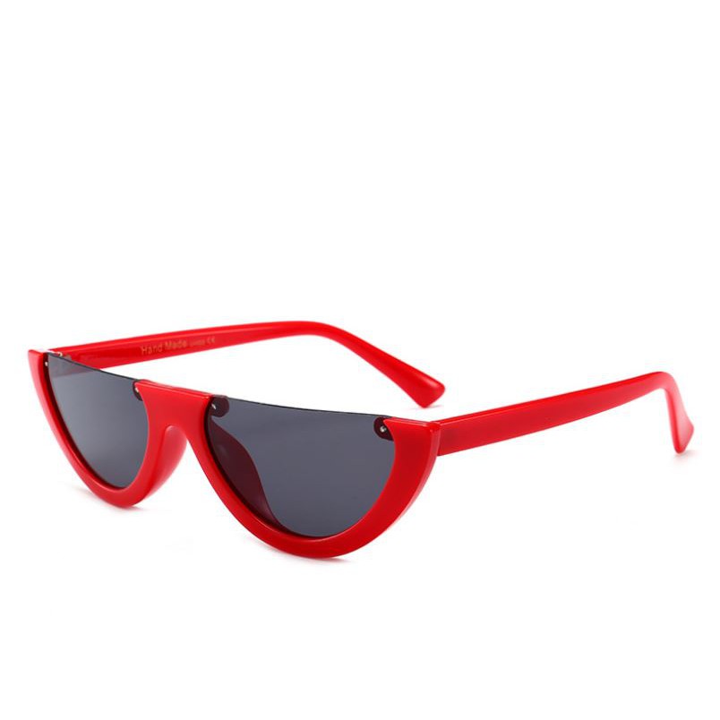 MM - Kacamata Hitam Wanita Pria Kacamata Oval Kode 8066 Half Frame Sunglasses-MERAH HITAM