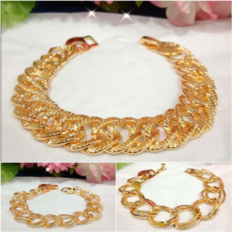Fourfashion Gelang Tangan Dewasa Rante Bermotif Lapis Emas Kekinian YT057