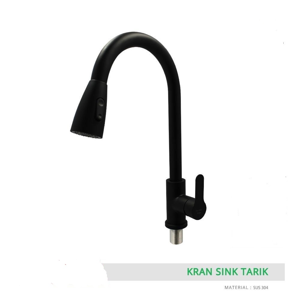 Kran Sink Tarik panas dingin stainless Hitam Black/kran air black Fleksibel