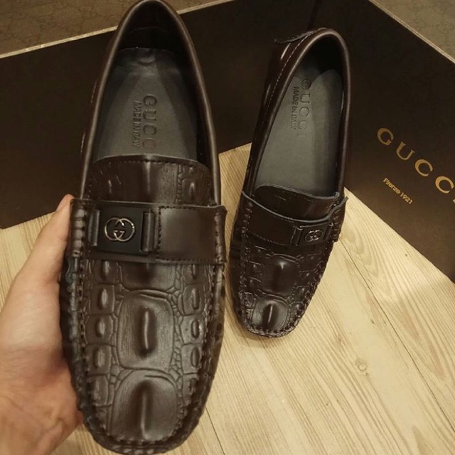 SEPATU LOAFERS PRIA FASHION MURAH KULIT ASLI - GUCCI - COFFEE