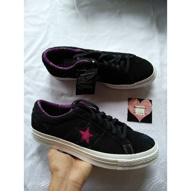CONVERSE ONE STAR OX SUEDE BLACK WHITE ROSE MAROON 166847C ORIGINAL