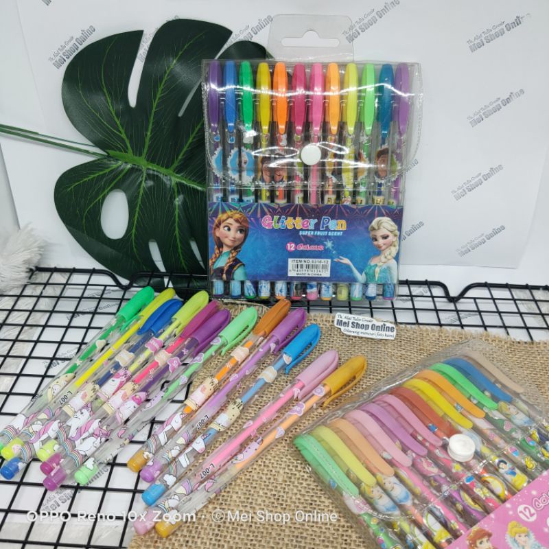 

ISI 12 PCS Pulpen Glitter Unik Warna Warni 12 Warna