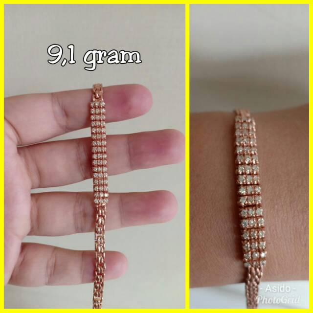 Berlian medan gelang baris 3 rata