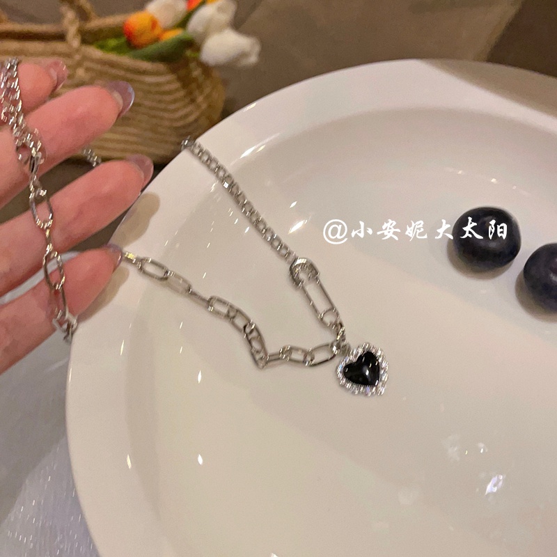 IFYOU Kalung Rantai Choker Liontin Salib Hati Aksen Mutiara Gaya Vintage Korea Untuk Wanita