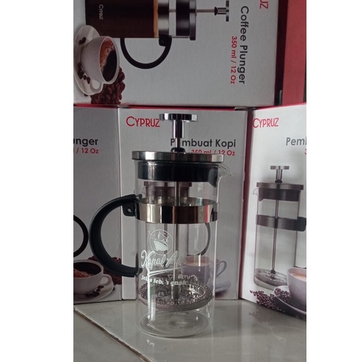 CYPRUZ Pembuat Kopi Dan Teh Tutup Plastik 350 ML Coffee Plunger French Press CYP-TO-0267