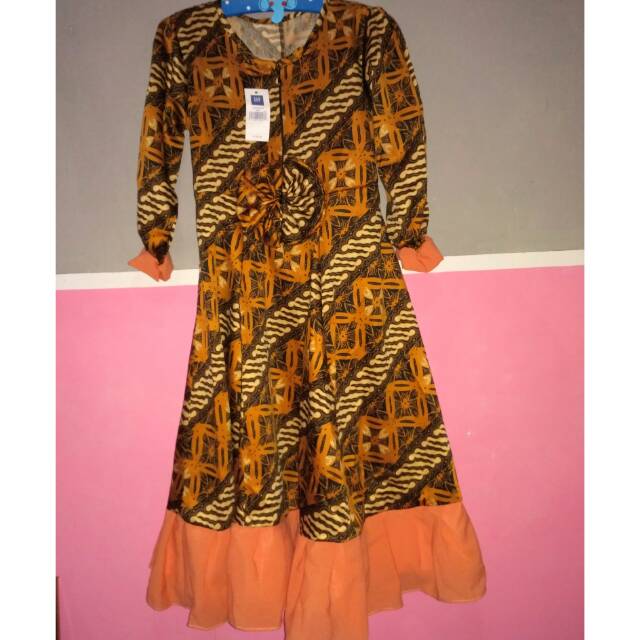 Dress batik Gamis Batik anak Perempuan usia 7 tahun