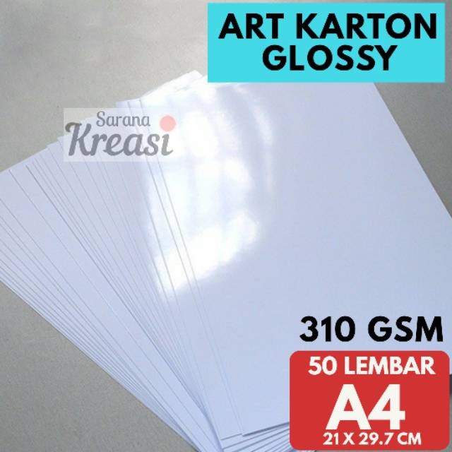 

Kertas Art Karton Paper Glossy 310g A4 isi 50 Lembar