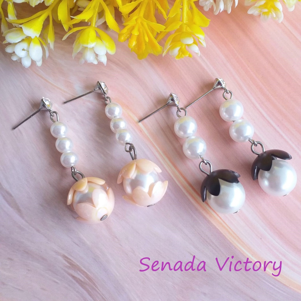 Senada Victory Anting Juntai Mutiara Mahkota Pastel SVAJ001