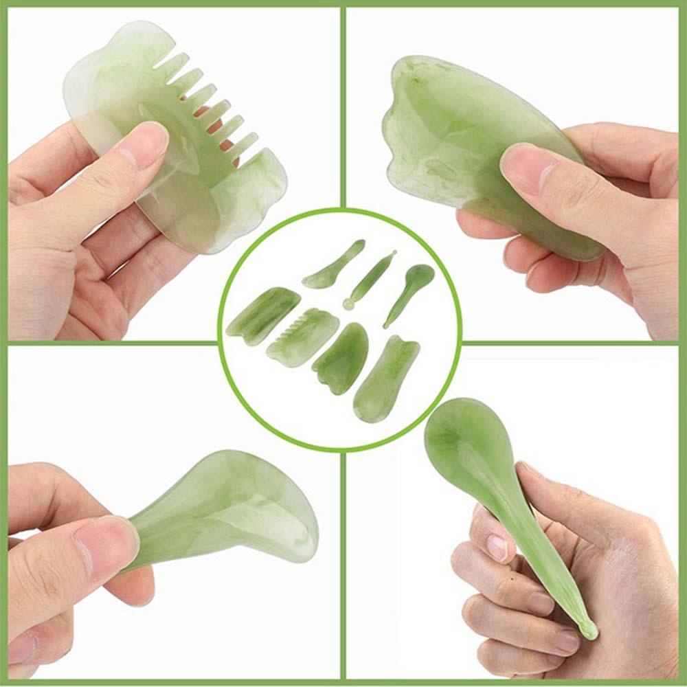 Agustin Gua Sha Papan Set Wanita Perempuan Resin Alami Kuarsa Tubuh Emerald Green Massager