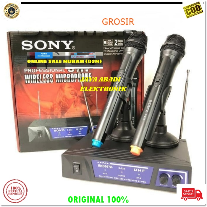 G468 SONI UHF MIC WIRELESS SONY DUAL MIK WIRELES SEPASANG MIKROPHONE DISPLAY SOUNDBEST MICROPHONE KA