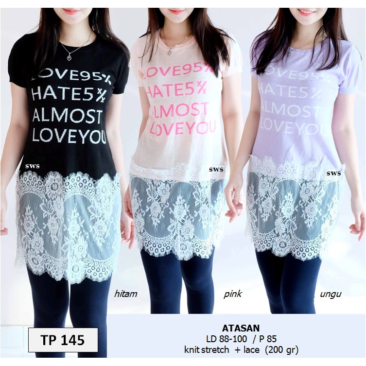 TP145 - ATASAN WANITA RAJUT KNIT LACE BRUKAT IMPORT BESTSELLER MURAH GROSIR