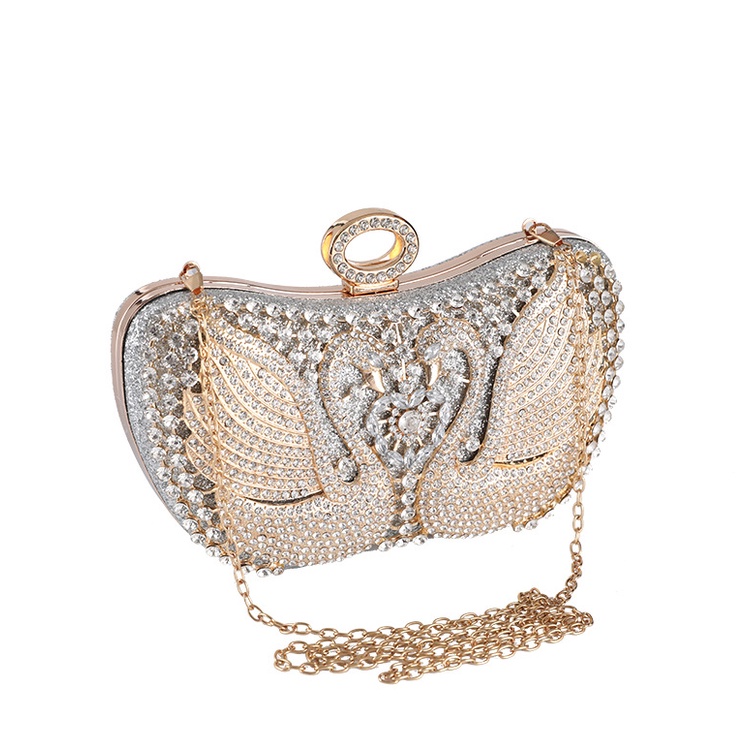 LAJOREE Crystal Swan Clutch Tas Pesta Mewah Wanita Kristal Crystal Clutch Kondangan Seserahan Nikahan Cantik