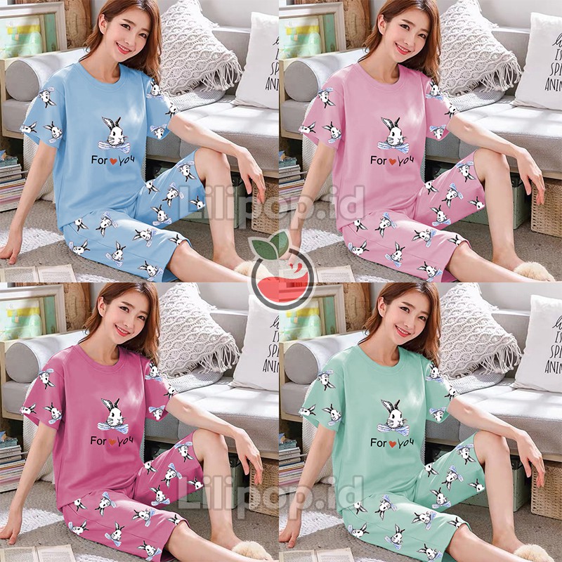  Baju  Tidur Stelan Pendek  Wanita  Baby doll Celana 3 4 