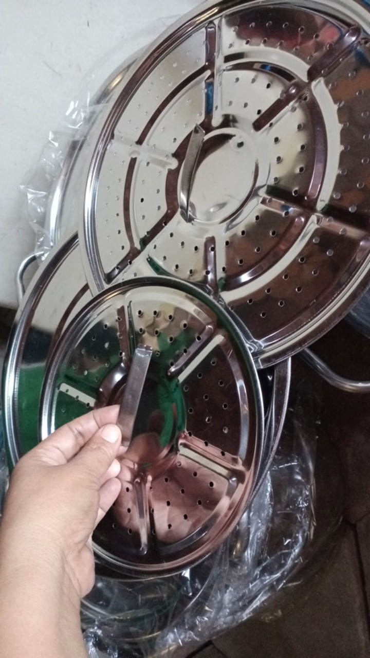 Panci Steamer Stock Pot Calypso Set 4 Pcs + Tutup Stainless Steel + Kukusan Kukus Pengukus Masak