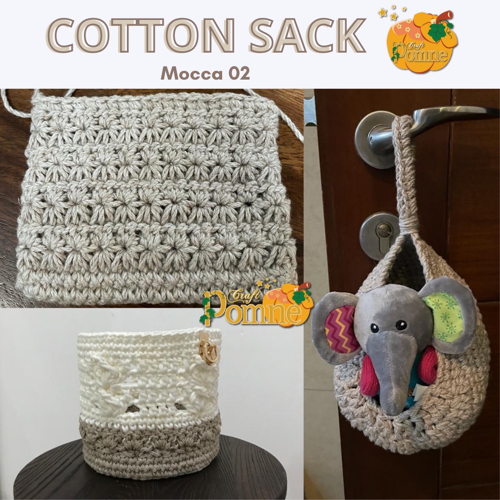 LIMITED!! BENANG RAJUT COTTON SACK / Katun Karung - Crochet Yarn - Benang Rajut Tas, Dompet, Keranjang +-100gram