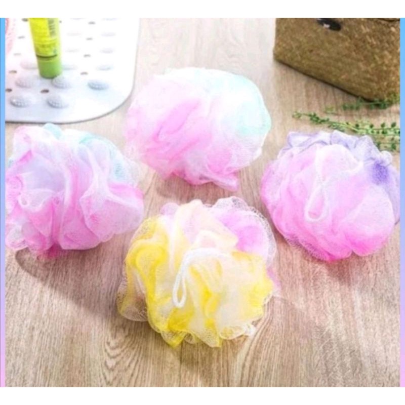 Bath Ball Sponge Motif Bola Bunga / Spon Mandi - WARNA RANDOM