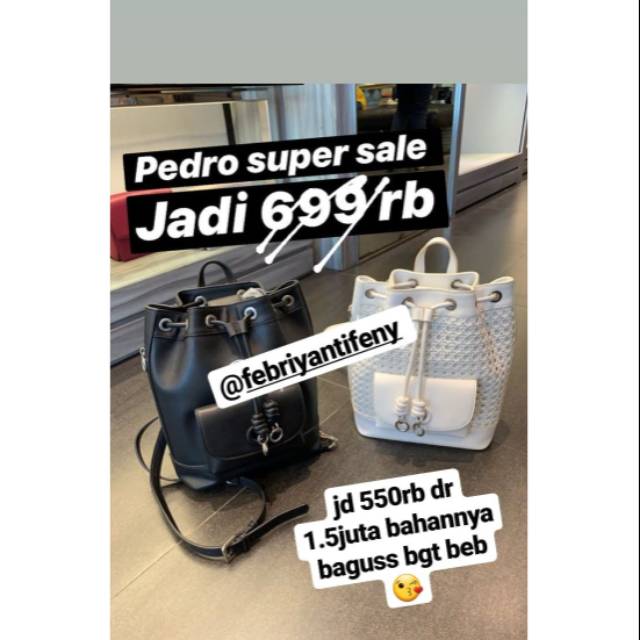 TAS RANSEL PEDRO ORIGINAL STORE MALL SALE 70% putih dan hitam