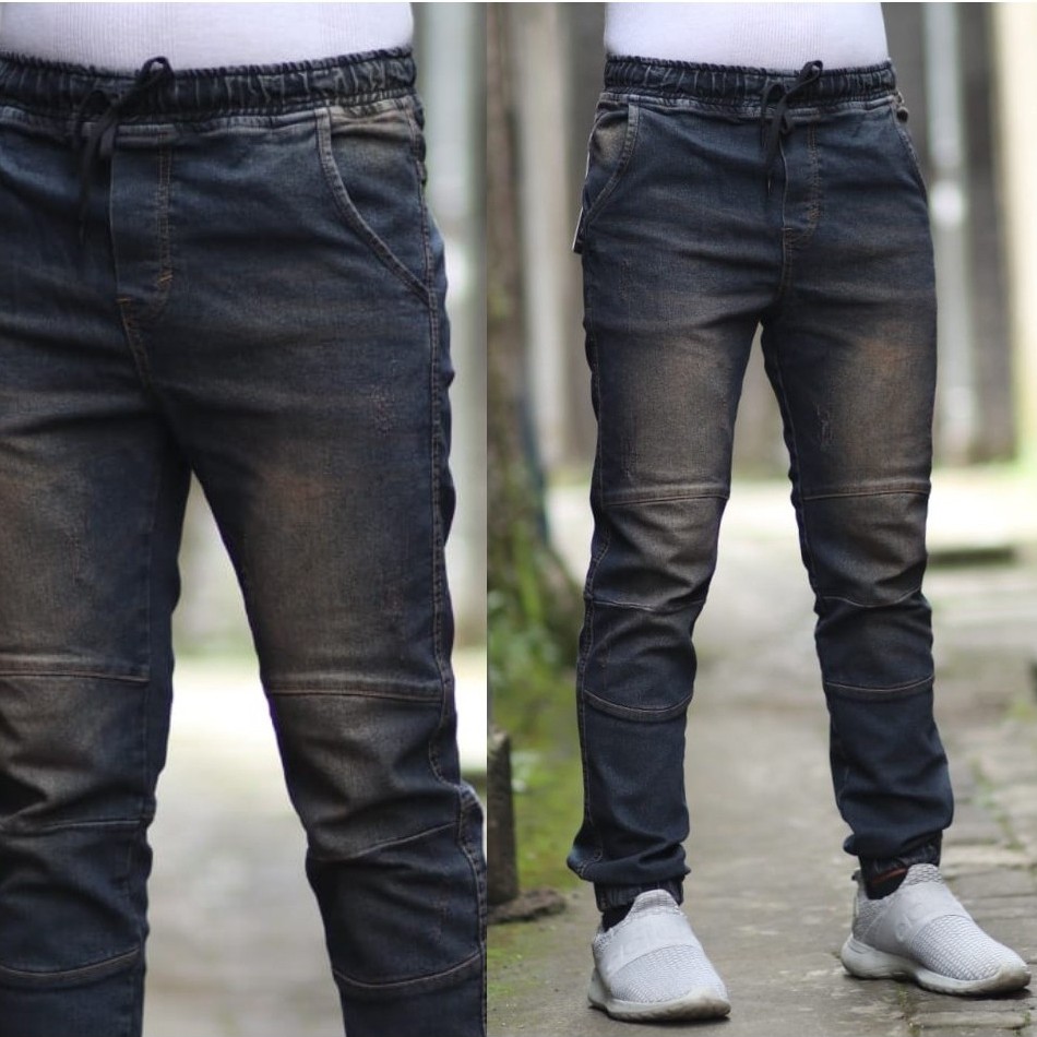 CELANA JOGGER JEANS PRIA ORIGINAL BIGE SIZE JUMBO UKURAN 38-46