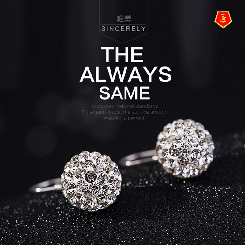 [Ready Stock]Simple Stylish Colored Diamond Earrings