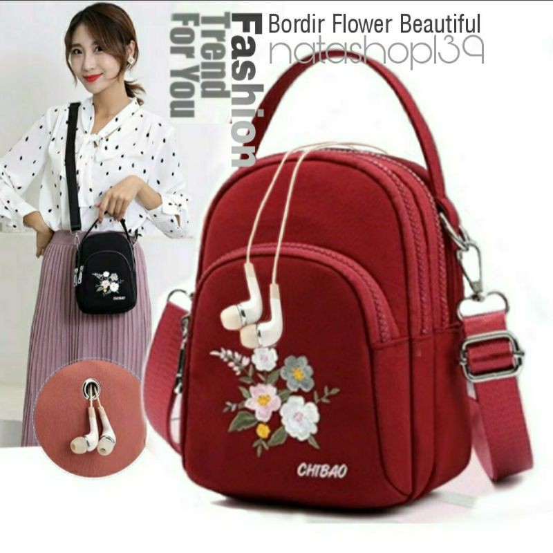 Fashion Bag Bordir Flower Beautiful Trend For You Tas Selempang Korean