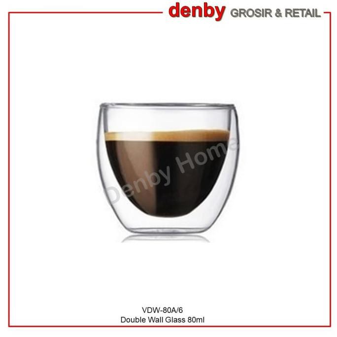 Gelas Kopi Double Wall, Coffee Glass 80ml VDW-80A/6
