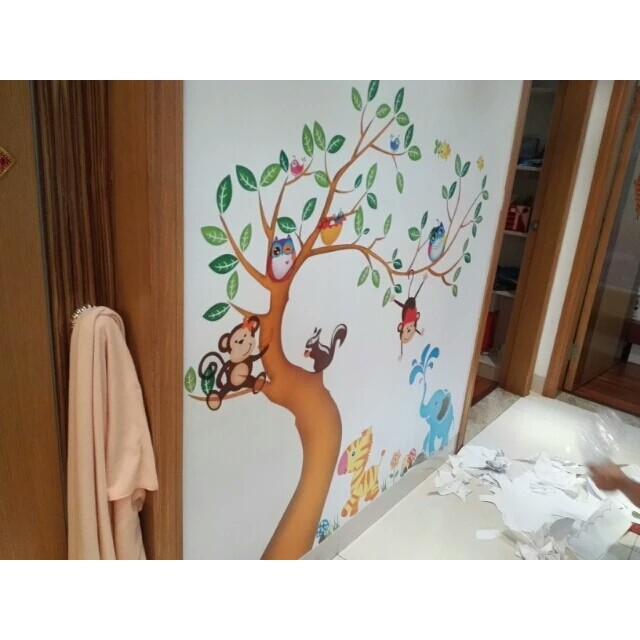 RELIZA WALL STICKER 2X60X90 POHON HEWAN N CUTE ANIMAL TREE STIKER DINDING XY1163 AY242