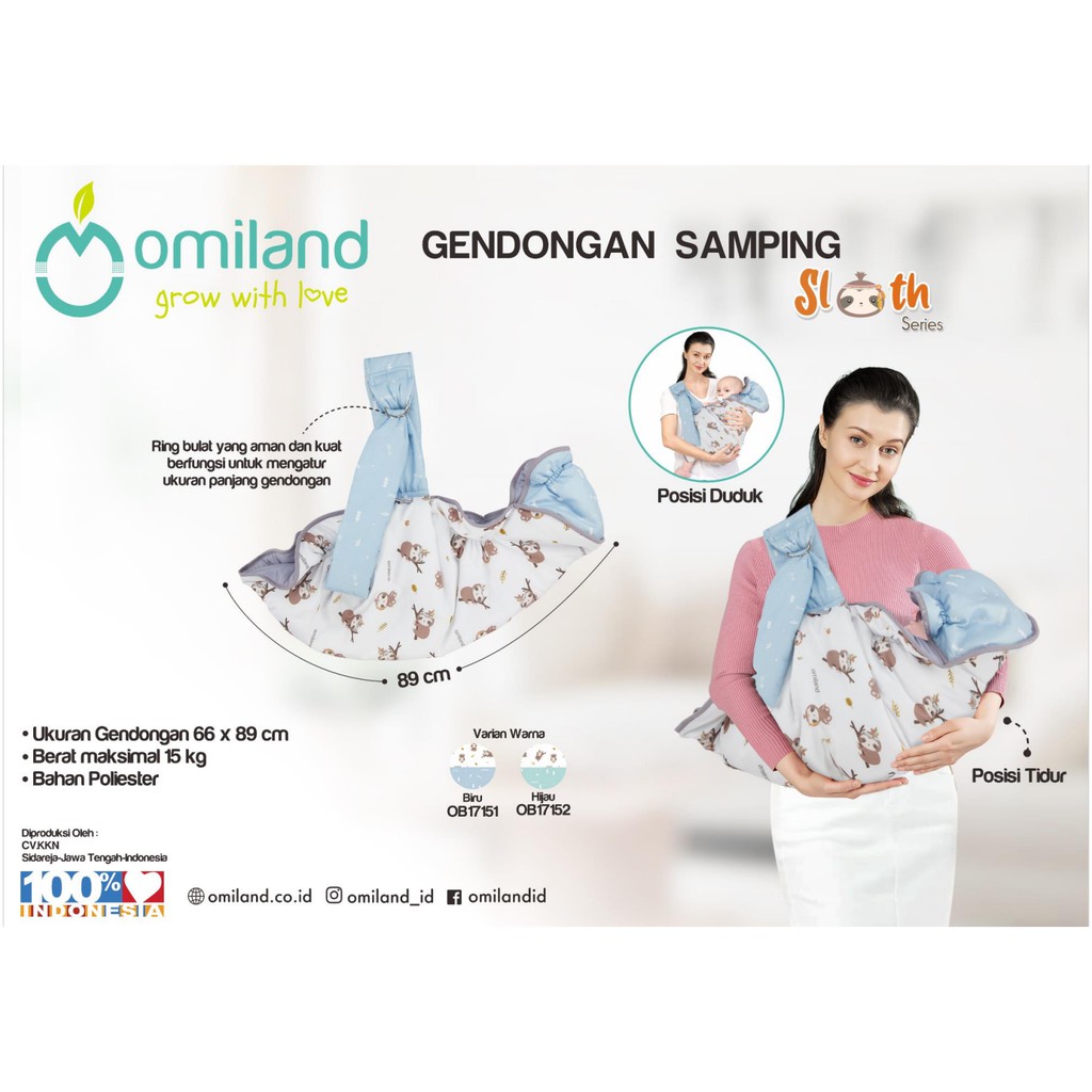 Omiland OB1715 Gendongan Samping SLOTH Series