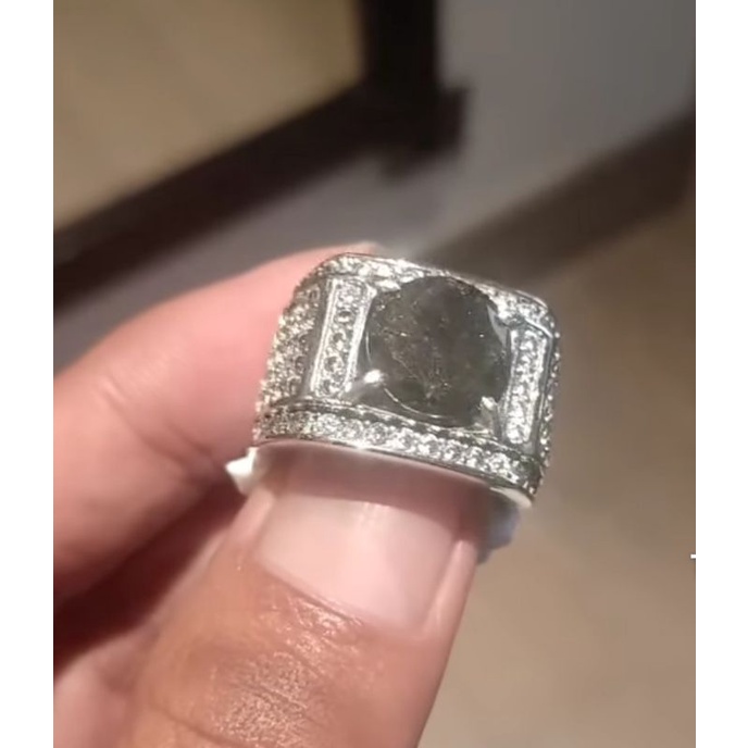 Cincin Perak Natural Berlian Hitam