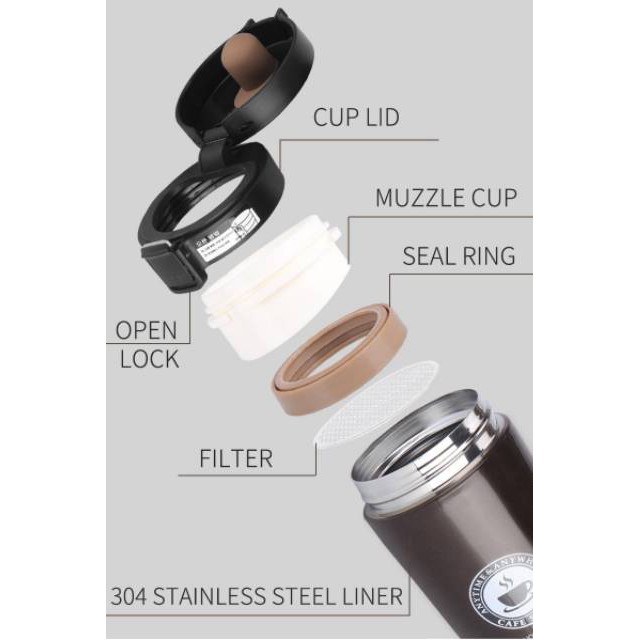 Termos Kopi / Coffe Cup Travel Mug Tahan Air Panas &amp; Dingin Vacuum