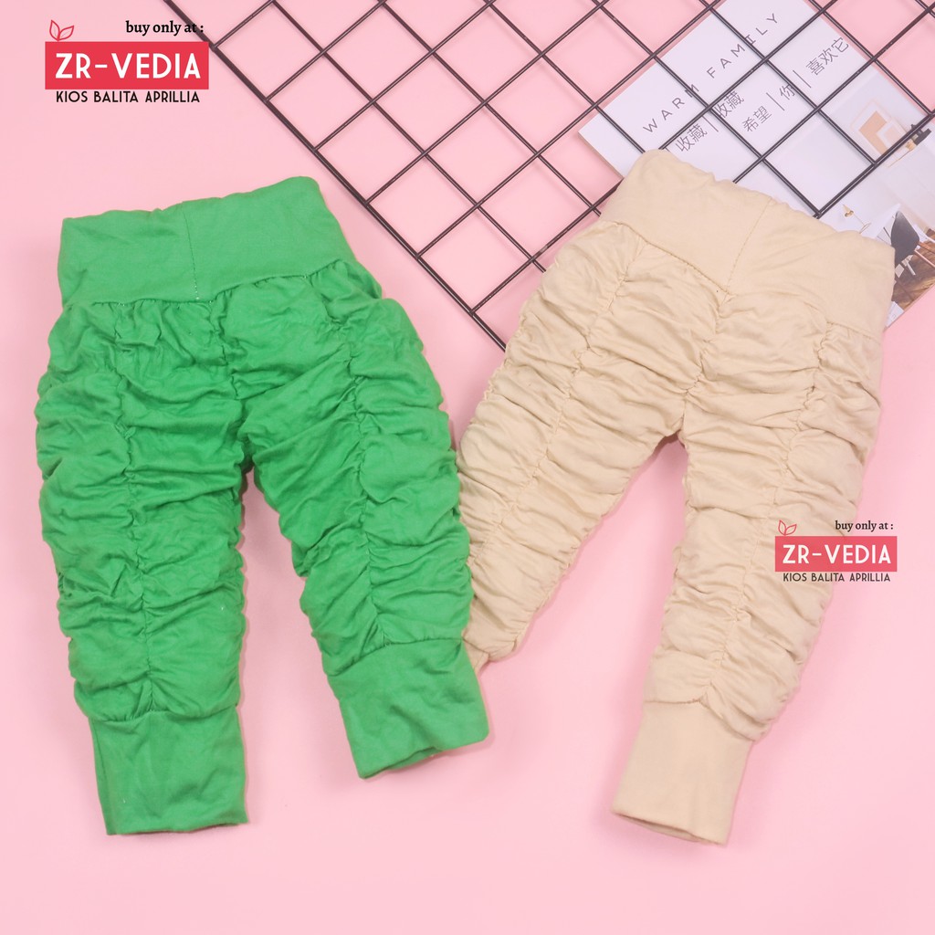 Legging Kerut Polos uk 3-12 Bulan / Celana Bayi Anak Perempuan Leging Panjang Ketat Murah Adem