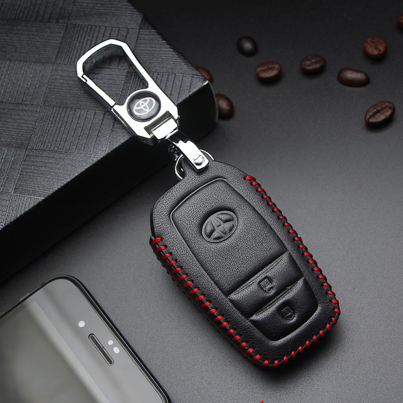 Casing Kunci Remote Mobil Keyless 4D Bahan Kulit Untuk Toyota Hilux Revo / Innova All New Camry / Altis / CH-R