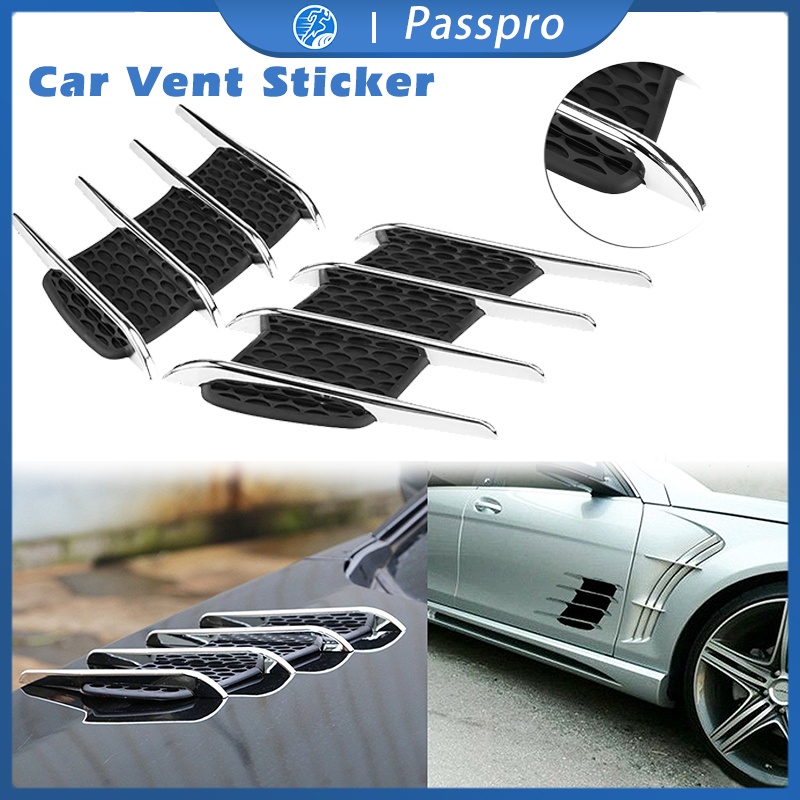 2Pcs Car Vent Sticker 3D Shark Gills Stiker Mobil Dekorasi Universal Car Side Air Flow Vent Fender C